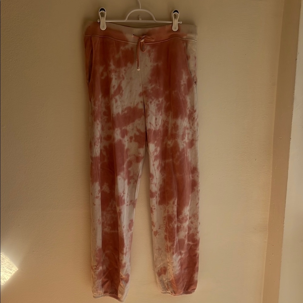 Velvet by Graham & Spencer Tie-Dye Joggers in Pink and White
